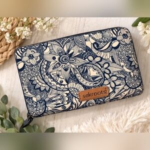 Sakroots Navy and Cream Floral Wallet